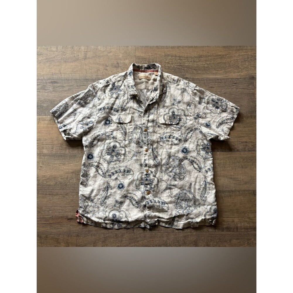 Tommy Bahama men’s size XXL 100% linen white and blue floral button down shirt - Picture 2 of 13